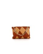 Pochette en cuir Cubo marron et beige - 22 x 15 x 3 cm