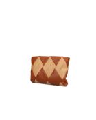 Pochette en cuir Cubo marron et beige - 22 x 15 x 3 cm