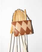 Pochette en cuir Cubo marron et beige - 22 x 15 x 3 cm