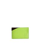 Porte-cartes en cuir Diago vert clair et chocolat - 10 x 7 x 3 cm