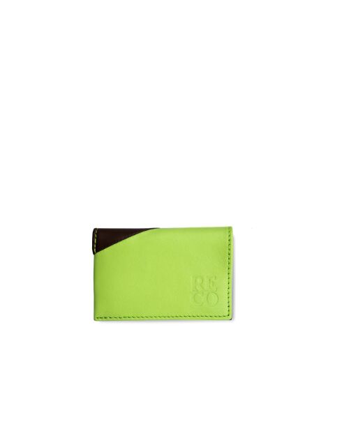 Porte-cartes en cuir Diago vert clair et chocolat - 10 x 7 x 3 cm