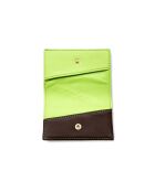 Porte-cartes en cuir Diago vert clair et chocolat - 10 x 7 x 3 cm