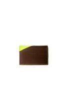 Porte-cartes en cuir Diago vert clair et chocolat - 10 x 7 x 3 cm