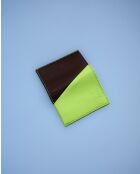 Porte-cartes en cuir Diago vert clair et chocolat - 10 x 7 x 3 cm