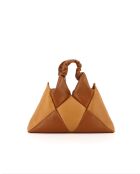 Sac à main en cuir Didi marron et beige - 33 x 27 x 7 cm