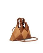 Sac à main en cuir Didi marron et beige - 33 x 27 x 7 cm