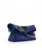 Sac en cuir Rombo bleu et vert - 39 x 19 x 11 cm