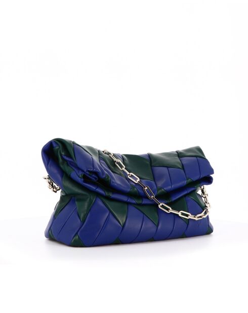 Sac en cuir Rombo bleu et vert - 39 x 19 x 11 cm