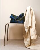 Sac en cuir Rombo bleu et vert - 39 x 19 x 11 cm