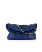 Sac en cuir Rombo bleu et vert - 39 x 19 x 11 cm