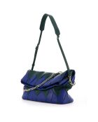 Sac en cuir Rombo bleu et vert - 39 x 19 x 11 cm