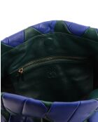 Sac en cuir Rombo bleu et vert - 39 x 19 x 11 cm