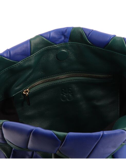 Sac en cuir Rombo bleu et vert - 39 x 19 x 11 cm