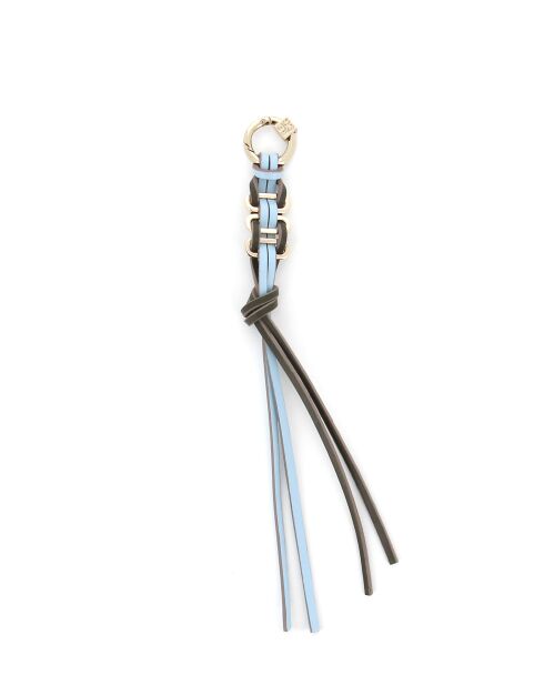 Bijou de sac en cuir Twist bleu ciel et kaki