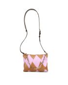 Pochette en cuir Cubo rose et beige - 22 x 15 x 3 cm