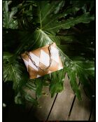 Pochette en cuir Cubo rose et beige - 22 x 15 x 3 cm