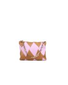 Pochette en cuir Cubo rose et beige - 22 x 15 x 3 cm