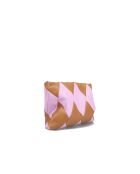 Pochette en cuir Cubo rose et beige - 22 x 15 x 3 cm