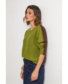 Pull en laine mélangée Boheme olive/chocolat