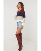 Pull Queen bordeaux/marine/beige