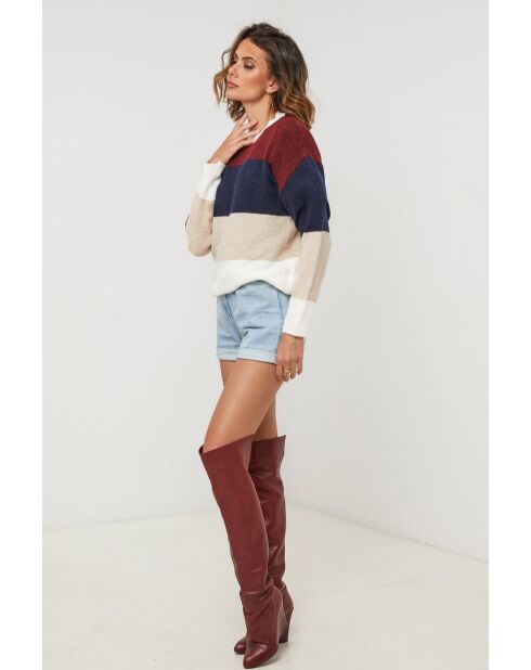Pull Queen bordeaux/marine/beige