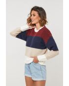 Pull Queen bordeaux/marine/beige