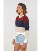 Pull Queen bordeaux/marine/beige