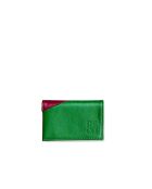 Porte-cartes en cuir Diago vert et rouge - 10 x 7 x 3 cm