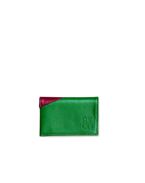 Porte-cartes en cuir Diago vert et rouge - 10 x 7 x 3 cm