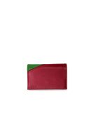 Porte-cartes en cuir Diago vert et rouge - 10 x 7 x 3 cm