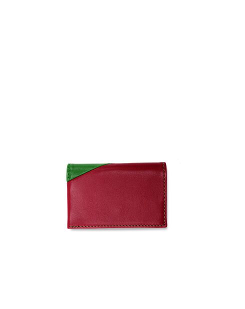 Porte-cartes en cuir Diago vert et rouge - 10 x 7 x 3 cm