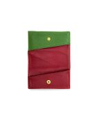 Porte-cartes en cuir Diago vert et rouge - 10 x 7 x 3 cm