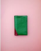 Porte-cartes en cuir Diago vert et rouge - 10 x 7 x 3 cm