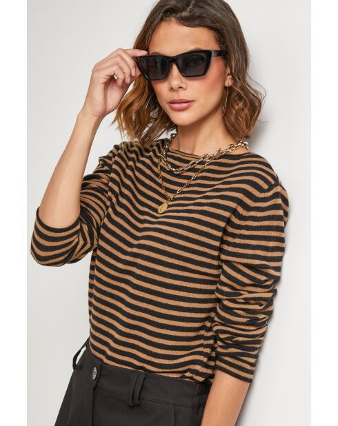 Pull en laine mélangée Sirius noir/camel