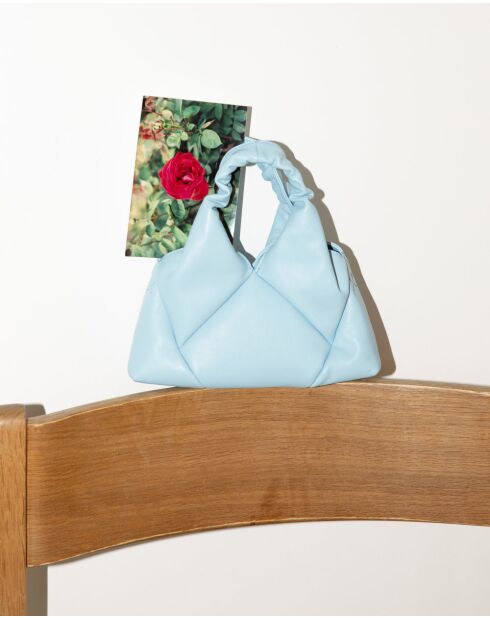 Sac à main en cuir Mini Didi bleu ciel - 23 x 21 x 4,5 cm