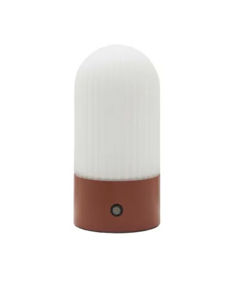 Lampe portable en métal terracotta et opaline Touareg - 9 x 9 x 19 cm