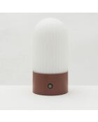 Lampe portable en métal terracotta et opaline Touareg - 9 x 9 x 19 cm