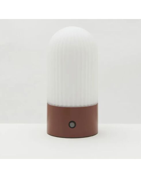 Lampe portable en métal terracotta et opaline Touareg - 9 x 9 x 19 cm