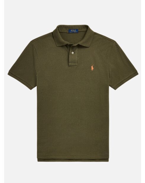 Polo slim fit personalizzata in cotone verde kaki
