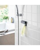 Tower Film Hook zwarte grote zelfklevende tandenborstel en tandpastahouder - 9x2,8x6 cm