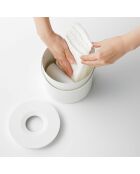 Ronde tissuedoos met witte torengreep - D.16x14 cm