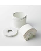 Ronde tissuedoos met witte torengreep - D.16x14 cm