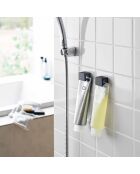 Juego de 2 soportes adhesivos Tower Film Hook negros para cepillos de dientes y pasta de dientes, 4 x 2,7 x 6 cm