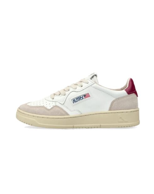 Low-Top-Sneaker Medalist aus Samt in Weiß/Burgunderrot