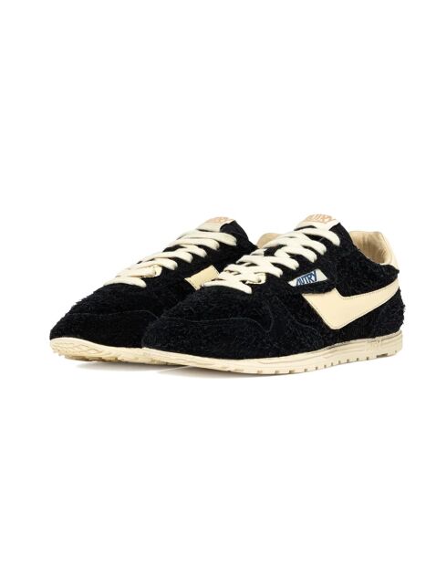 Windspin Low-Top-Sneaker aus Veloursleder in Schwarz/Ecru