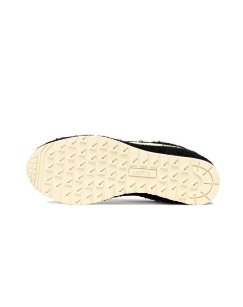Sneakers basse Windspin in pelle di velluto nero/ecru