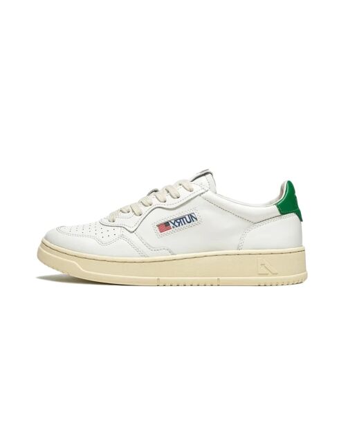 Low-Top-Sneaker Medalist aus Leder in Weiß/Grün