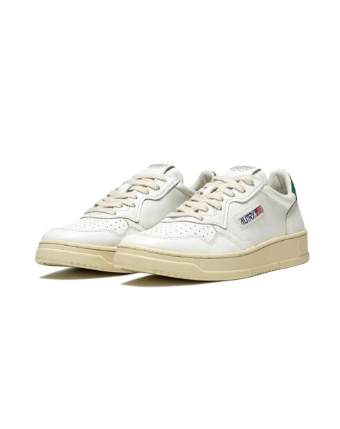 Low-Top-Sneaker Medalist aus Leder in Weiß/Grün