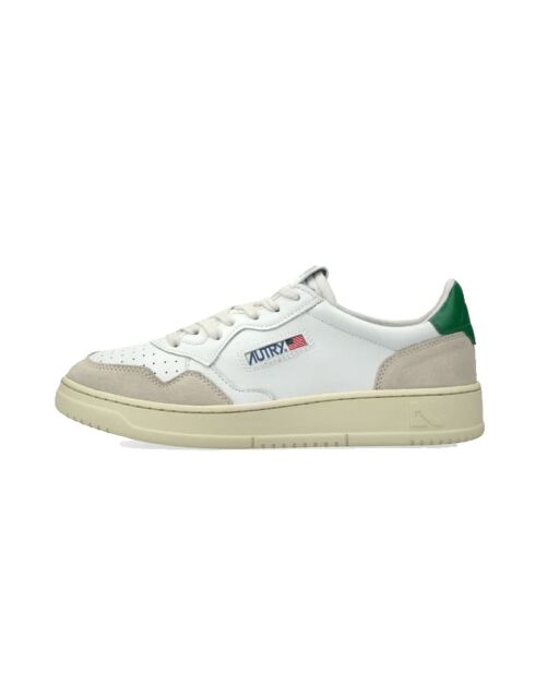 Low-Top-Sneaker Medalist aus Veloursleder in Weiß/Grün