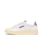 Low-Top-Sneakers aus Leder in Weiß/Gold Medalist
